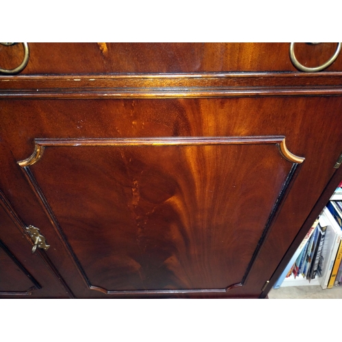 352 - A Georgian style mahogany display cabinet with astragal glazed doors and dental cornice (98cm x 37cm... 