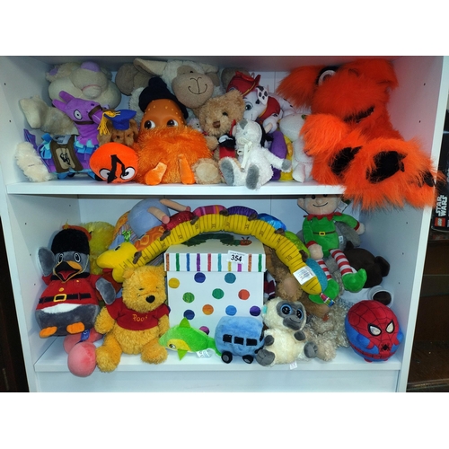 354 - A large quantity of soft toys including the hungry caterpillar box (empty), COLLECT ONLY