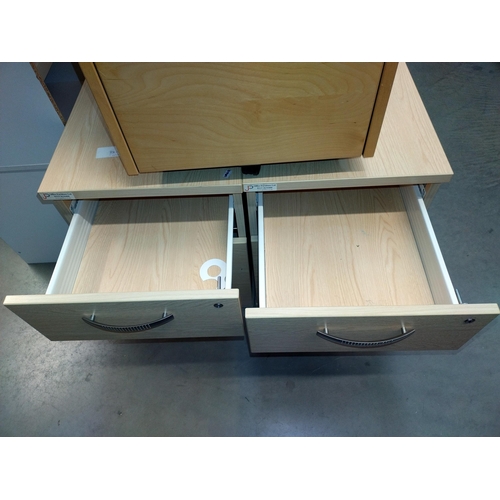 359 - 3 pine effect office drawer units (61cm x 40cm x height 56cm x 2 and 62cm x 46cm x height 63cm), COL... 