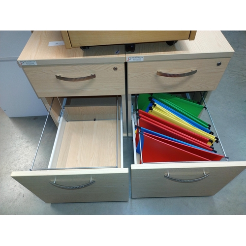 359 - 3 pine effect office drawer units (61cm x 40cm x height 56cm x 2 and 62cm x 46cm x height 63cm), COL... 