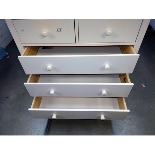 371 - A white finished solid pine chest of drawers (83cm x 43cm x height 85cm), COLLECT ONLY