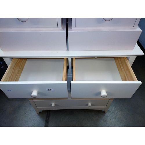 371 - A white finished solid pine chest of drawers (83cm x 43cm x height 85cm), COLLECT ONLY