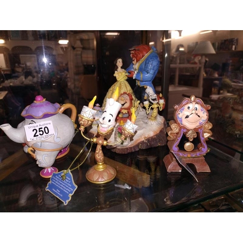 250 - 4 Disney traditions Beauty and the Beast figures including Tales as old as time, etc