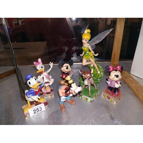 253 - 5 Disney traditions by Jim Shore figures plus 2 other Disney figures Minnie and Mickey etc