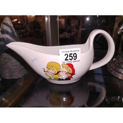 259 - Wade Bisto kids salt and pepper pots and a Carlton Ware gravy boat