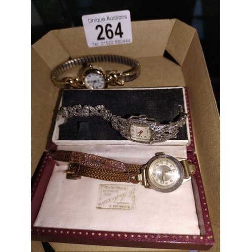 264 - A ladies marcasite watch and 2 others