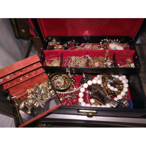 268 - A jewellery box and costume jewellery