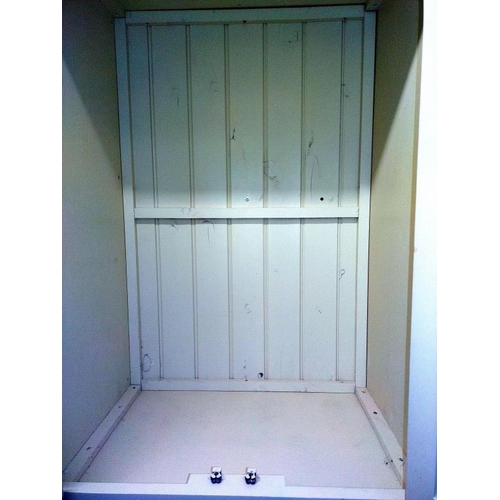 374 - A large white finished solid pine combination wardrobe (245cm x 59cm x 212cm high) COLLECT ONLY