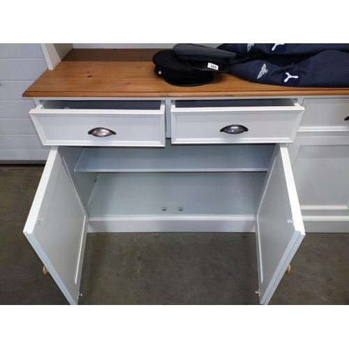 383 - A fabulous pine/white dresser (missing shelf clips for 1 shelf) (approximate height 200cm , width 15... 