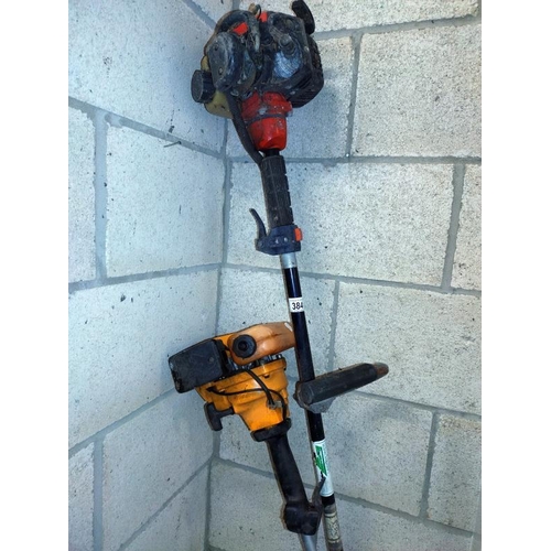 384 - 2 petrol garden strimmer's, used, untested but not seized, COLLECT ONLY