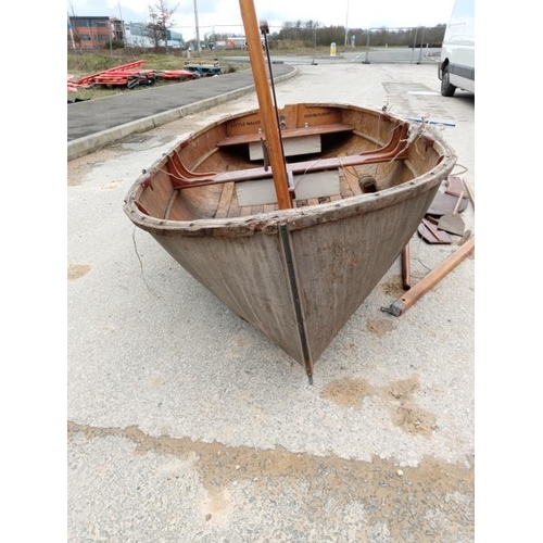 459 - Little Naiad sailing boat/dingy, needs attention to hull, complete with mast A/F. COLLECT ONLY