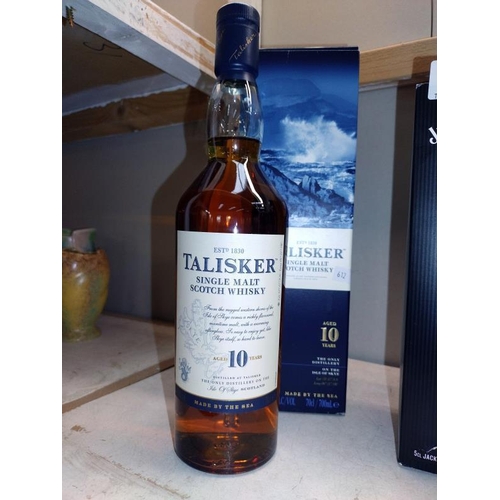 88 - A bottle of Talisker whisky and Jack Daniels miniature with glass COLLECT ONLY