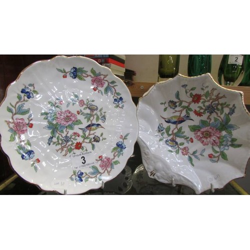 3 - Two Aynsley plates and two Aynsley dishes.