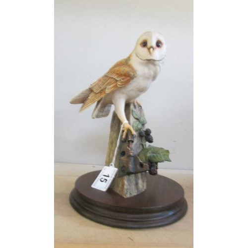 15 - Two Border fine art owl figures, COLLECT ONLY.