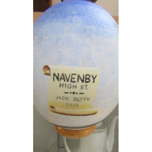 20 - An ostrich egg decorated with a scene of Navenby, COLLECT ONLY.