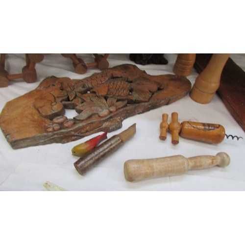 25 - A mixed lot of wooden items including wine rack, COLLECT ONLY.