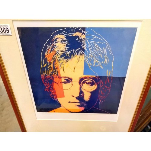 1309 - Andy Warhol (1928-1987) Lithographic print of John Lennon, published by Neues New York in associatio... 