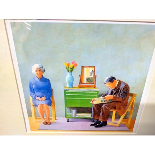 1320 - David Hockney (b.1937) Two poster prints, one 'a private view' Editions Graphiques Gallery London th... 