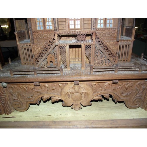 1703 - A rare Victorian Black Forest Swiss cottage musical box/clock.  Chimes on the hour and half hour, mu... 