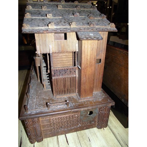 1703 - A rare Victorian Black Forest Swiss cottage musical box/clock.  Chimes on the hour and half hour, mu... 