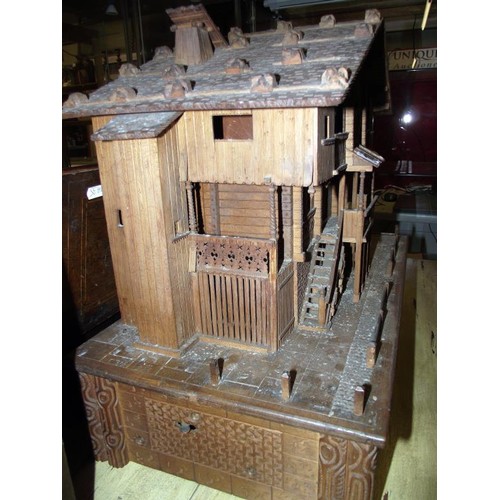 1703 - A rare Victorian Black Forest Swiss cottage musical box/clock.  Chimes on the hour and half hour, mu... 