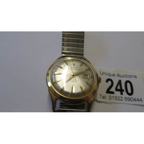 240 - A gent's Oris waterproof antishock 17 jewel wrist watch.