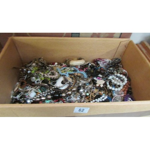 62 - A large box of costume jewellery.