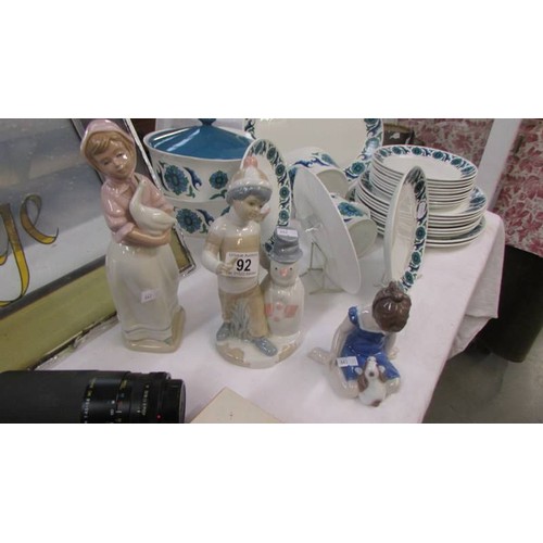 92 - 2 Lladro/NAO Style Spannish figures and a Danish figure.