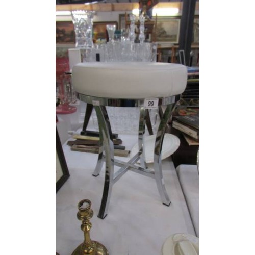 99 - A chrome stool with leather seat. COLLECT ONLY.