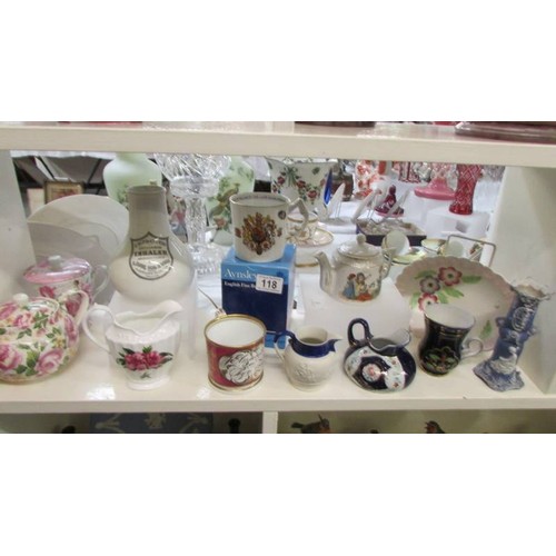 118 - A mixed lot including teapots, jugs etc.,