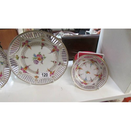 120 - Two Bavarian ribbon plates with two matching dishes.