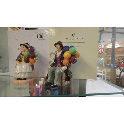 130 - Two boxed Royal Doulton figures, Balloon girl and Balloon man.