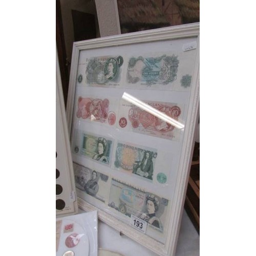 193 - A collection of coin and bank note displays and other coins. COLLECT ONLY.