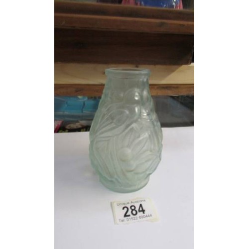 284 - A French Lalique style glass vase, 13 cm.