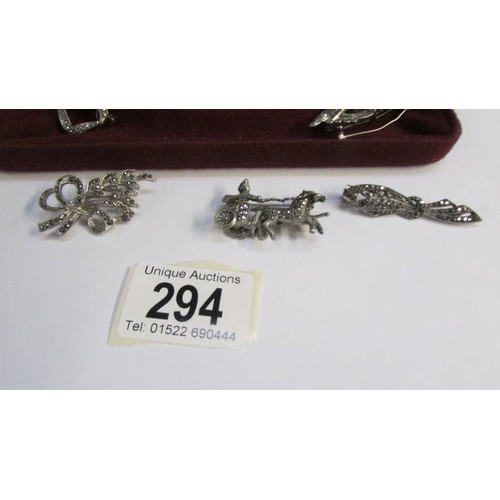 294 - Eight marcasite brooches.