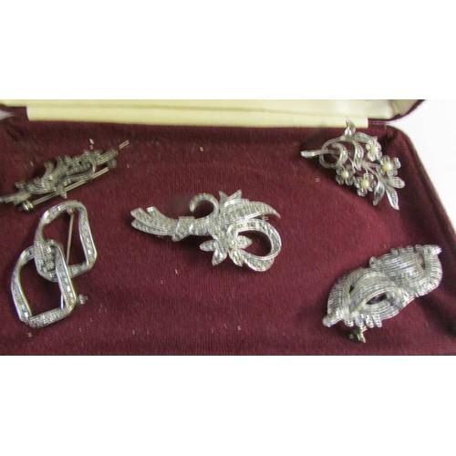 294 - Eight marcasite brooches.