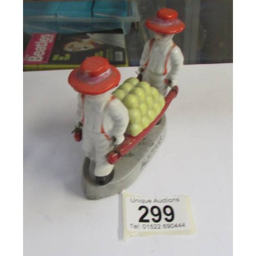 299 - A ceramic figure of fruit vendors.