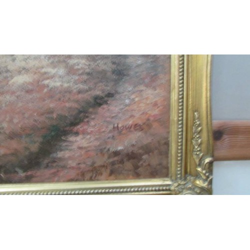 333 - A gilt framed oil on canvas woodland scene, COLLECT ONLY.