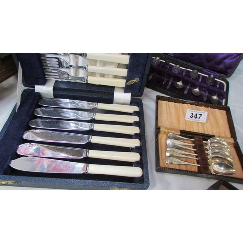 347 - A mixed lot of cased cutlery sets etc.,