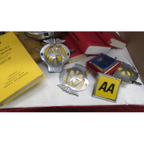 350 - A mixed lot including AA badges, AA manuals, car lamps etc., COLLECT ONLY.