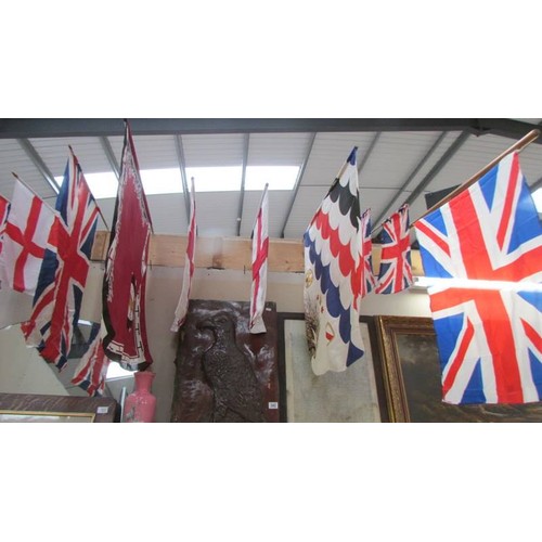 352 - A quantity of flags including Union Jack in various sizes.  COLLECT ONLY.