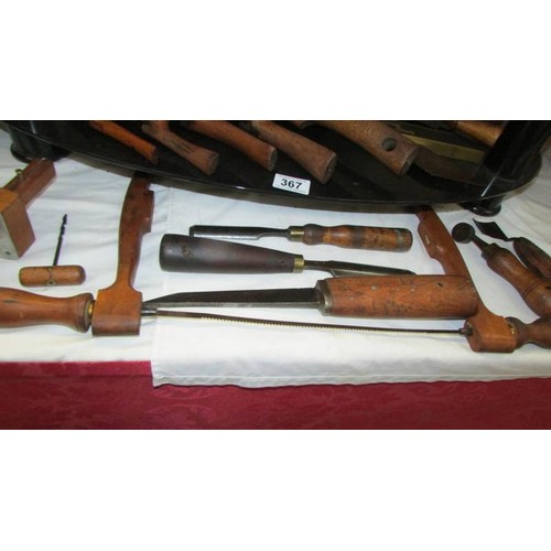 367 - A good lot of vintage tools including drill, planes etc.,