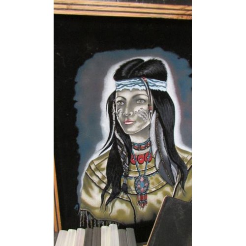 392 - Two framed prints of Indian chief and squaw. COLLECT ONLY.