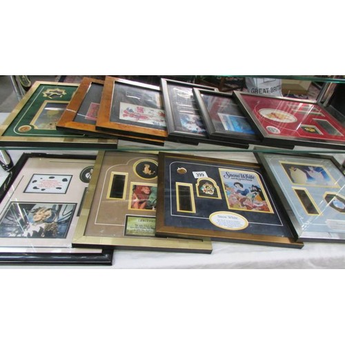 399 - A quantity of framed & glazed limited edition Disney film cerlls, badges etc., COLLECT ONLY.