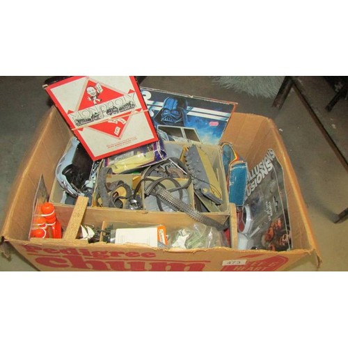 473 - A box of various model parts etc., COLLECT ONLY.