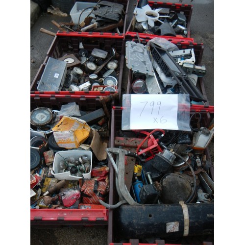 799 - Six crated of car parts. COLLECT ONLY.