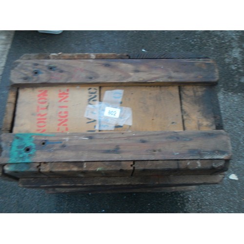 802 - An old wooden crate from a Norton engine, COLLECT ONLY.