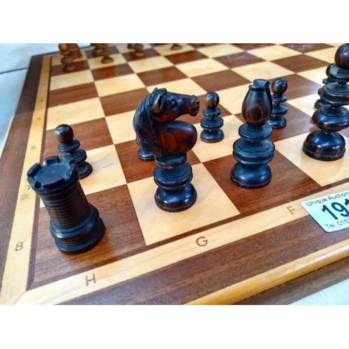 191 - A chess set with board. COLLECT ONLY.