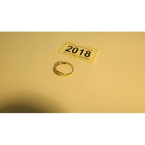 2018 - A 9ct gold ring, size L, 1.4 grams,