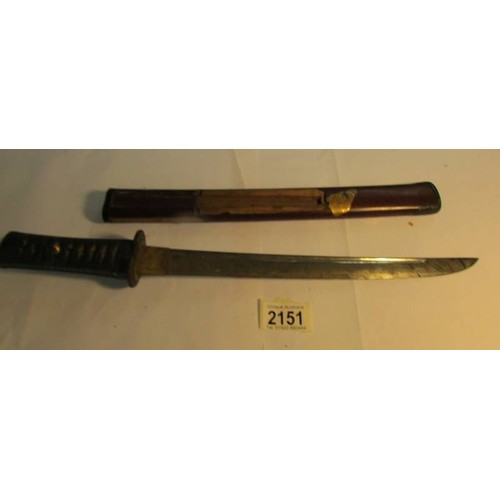 2151 - A pair of 19th Century Japanese Kutani swords with chagreen hilts, 1:- 44.5 cm long, blade 30.5 cm, ... 